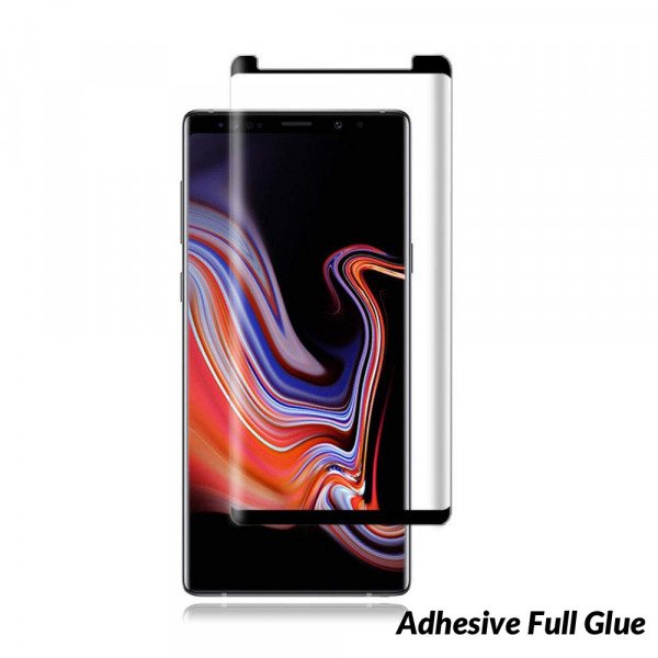 Wholesale Galaxy Note 8 Full Adhesive Glue Full Edge Tempered Glass Screen Protector - Case Friendly (Glass Black)